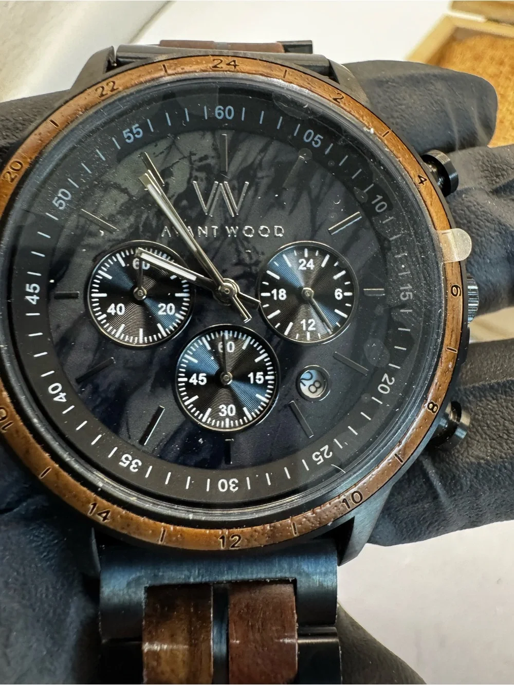 Avantwood Wooden Chronograph Men's Watch - Black and Dark Brown